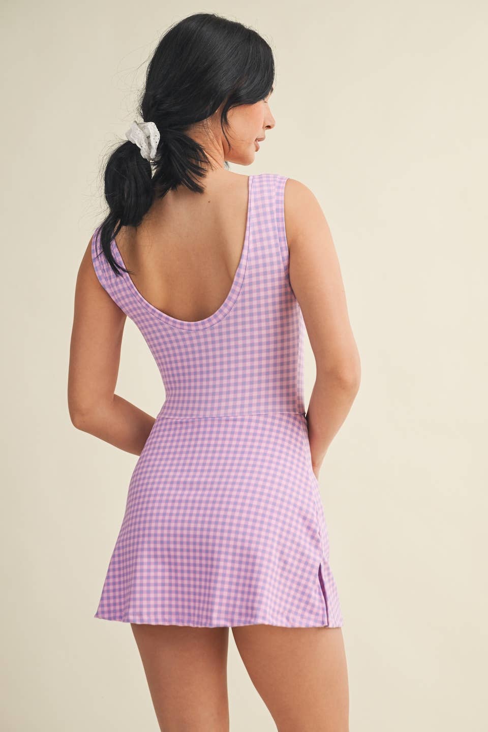 Gingham Front Wrap Tie Dress