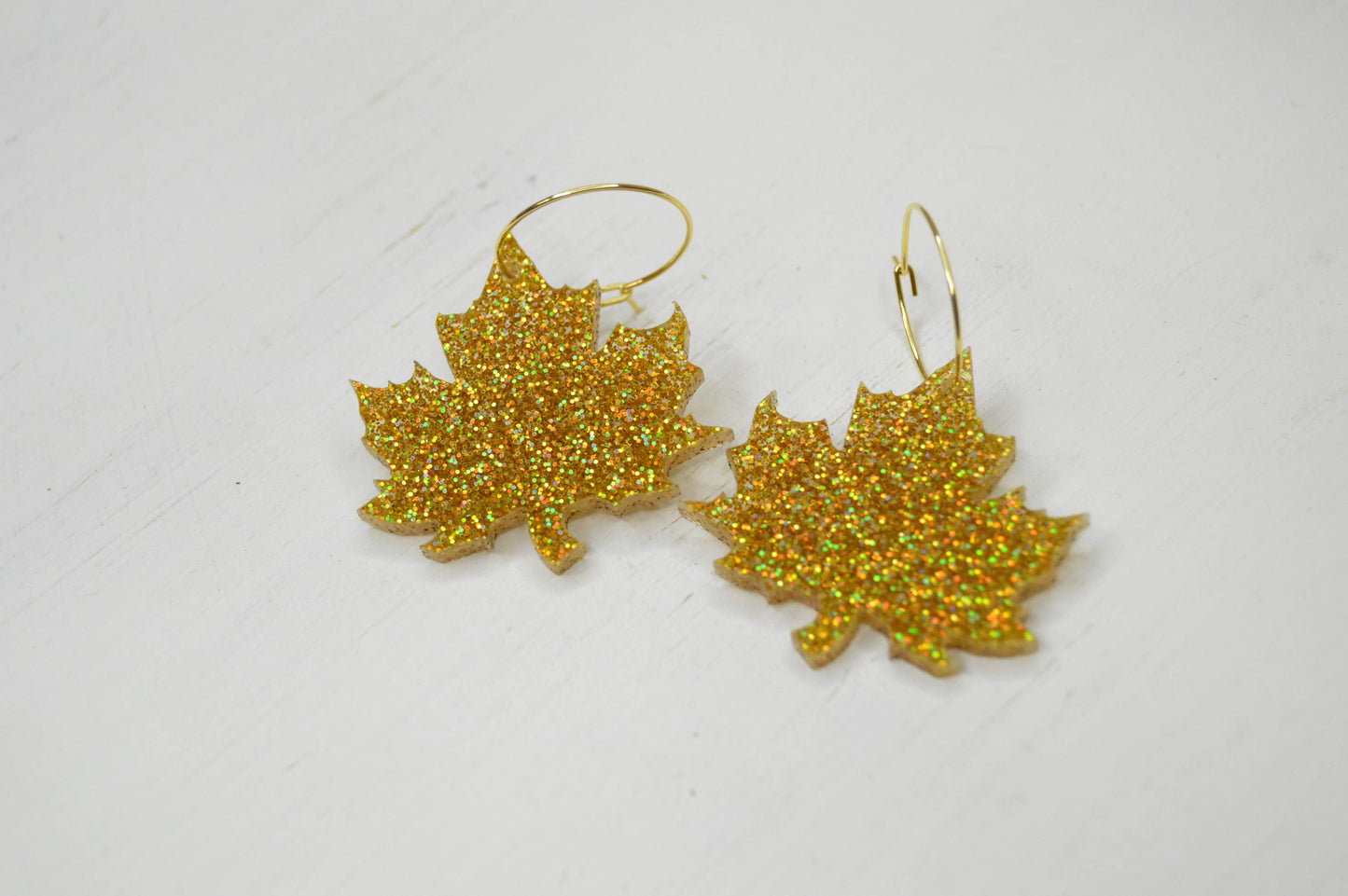 Leaf Glitter Earrings, Fall Earrings, Acrylic Earrings.