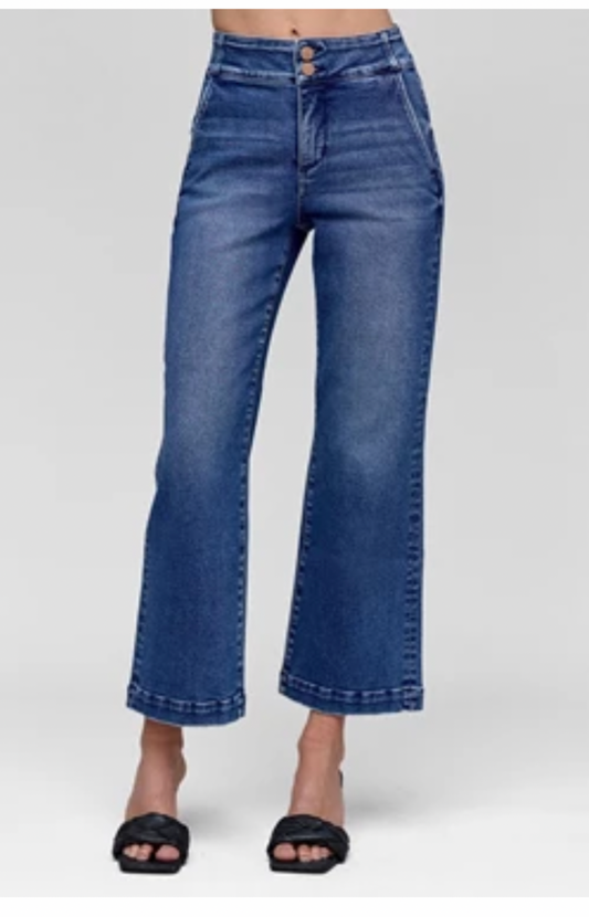 Risen Tummy Control High Rise Crop Boot Wide - Dark
