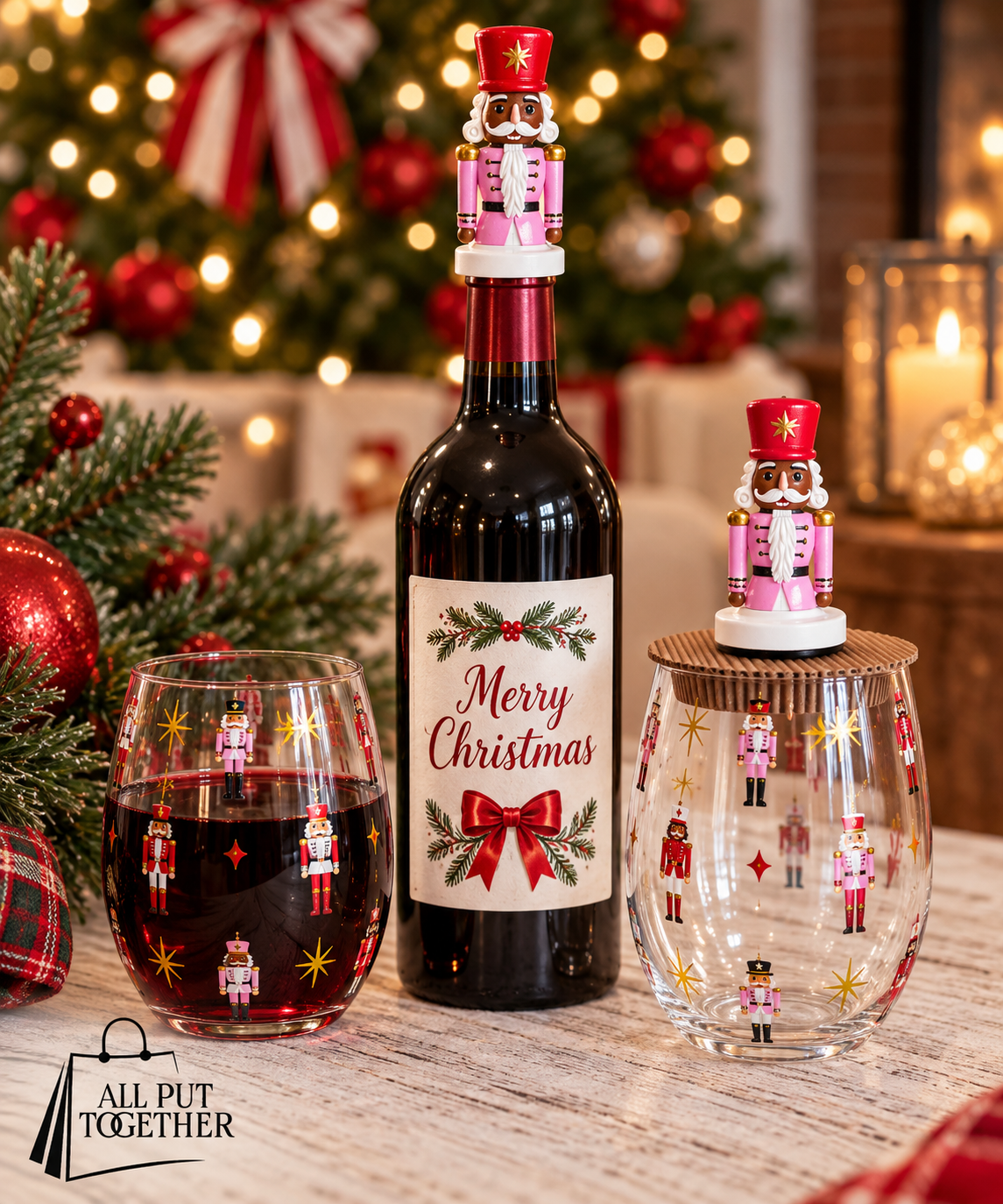 Nutcracker Wine Glass & Stopper