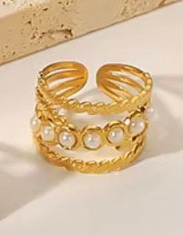Tarnish Free Pearl Stack Ring