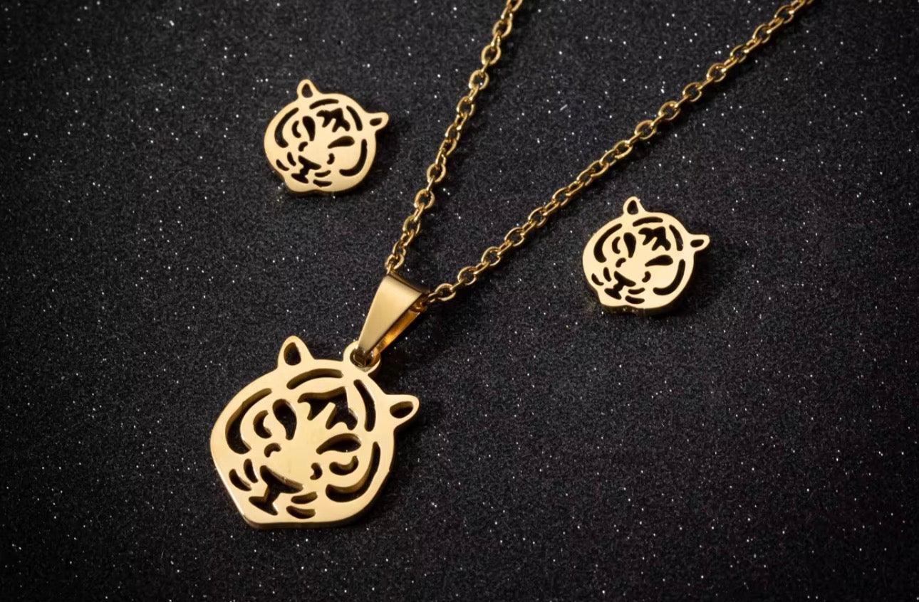 Tiger Earring & Necklace Set