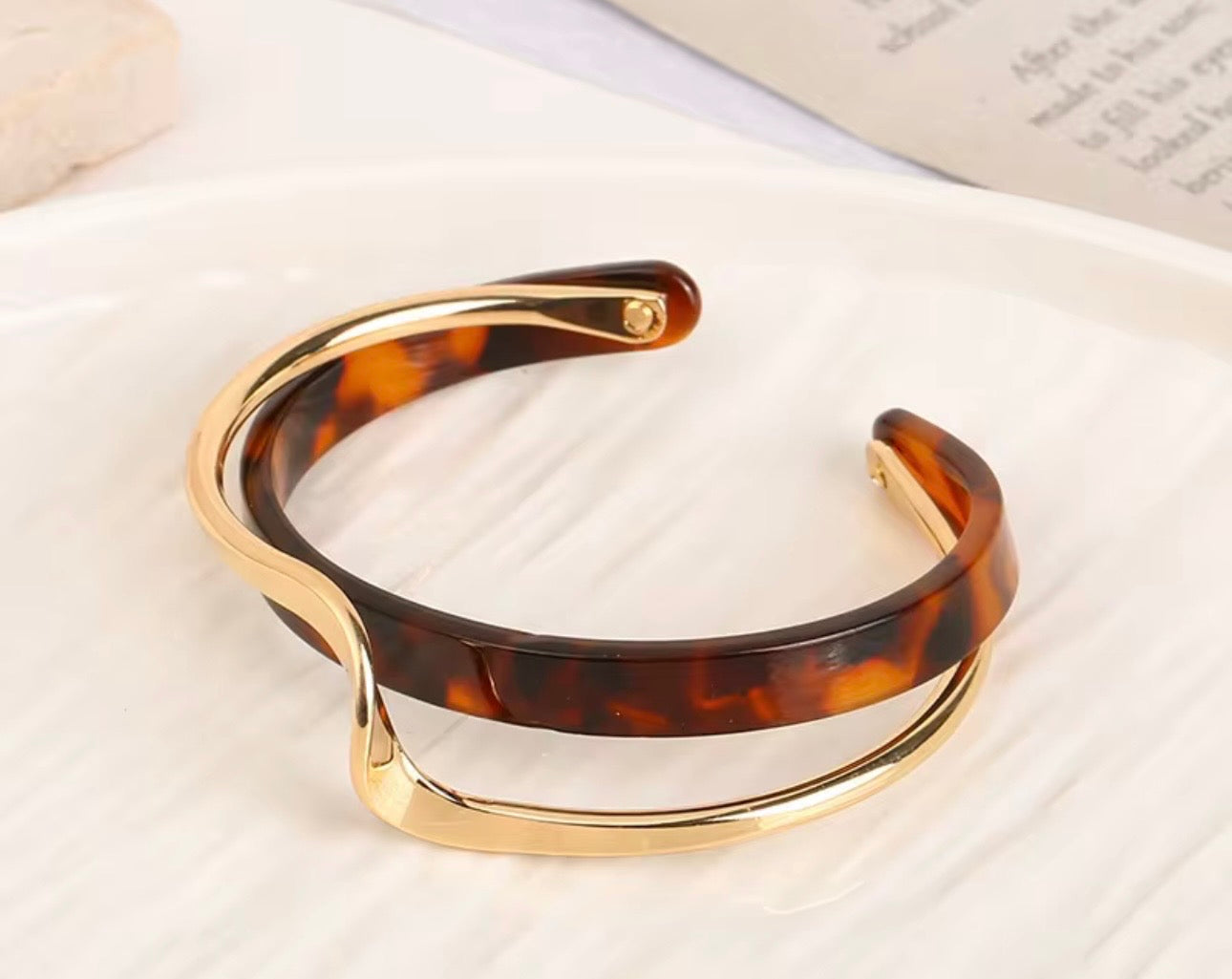 Twisted Resin & Gold Cuff Bracelet