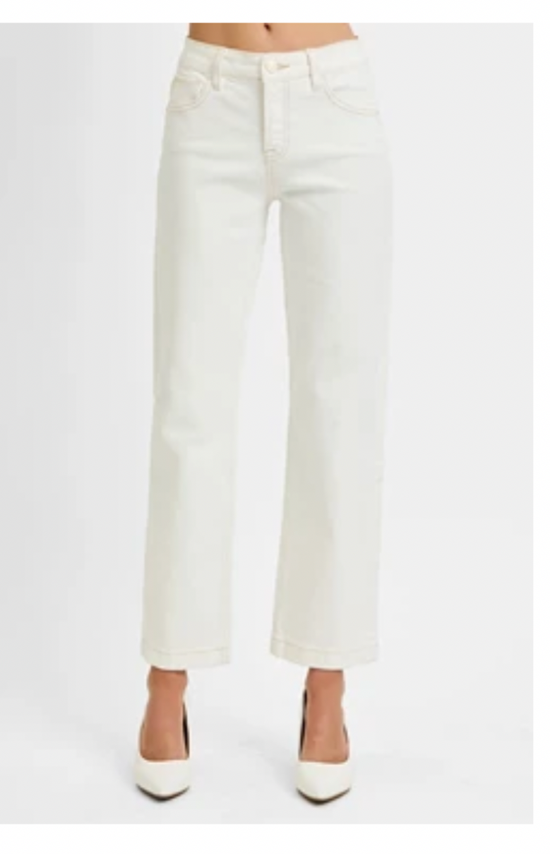 Risen Tummy Control Midrise Ankle Straight Leg - Cream