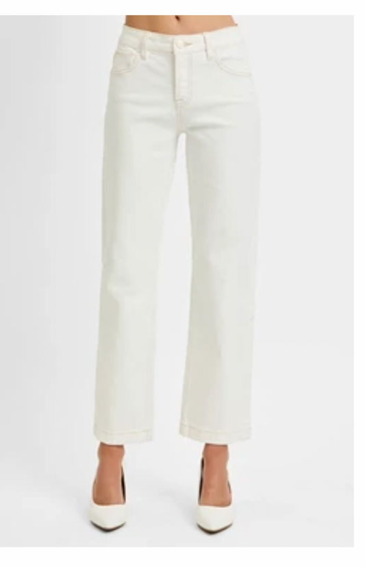 Risen Tummy Control Midrise Ankle Straight Leg - Cream
