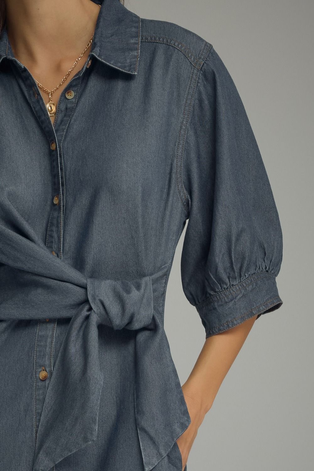 Dark Denim Side Tie Dress