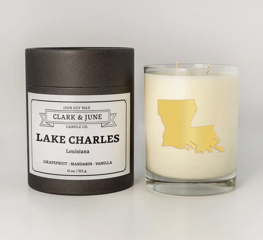 Whiskey Glass Lake Charles Candle