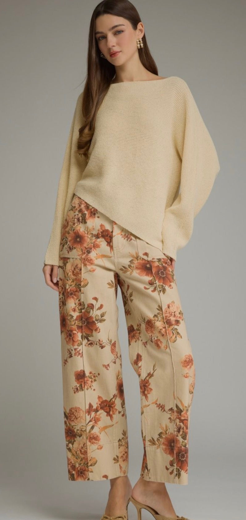 Taupe Floral Jeans