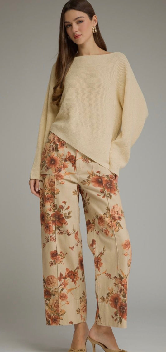 Taupe Floral Jeans
