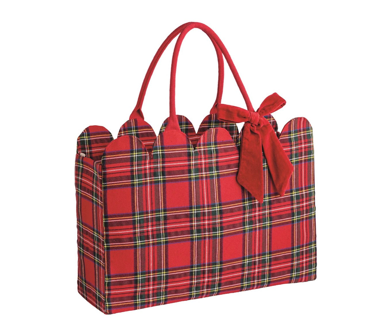 Plaid Christmas Scallop Totes