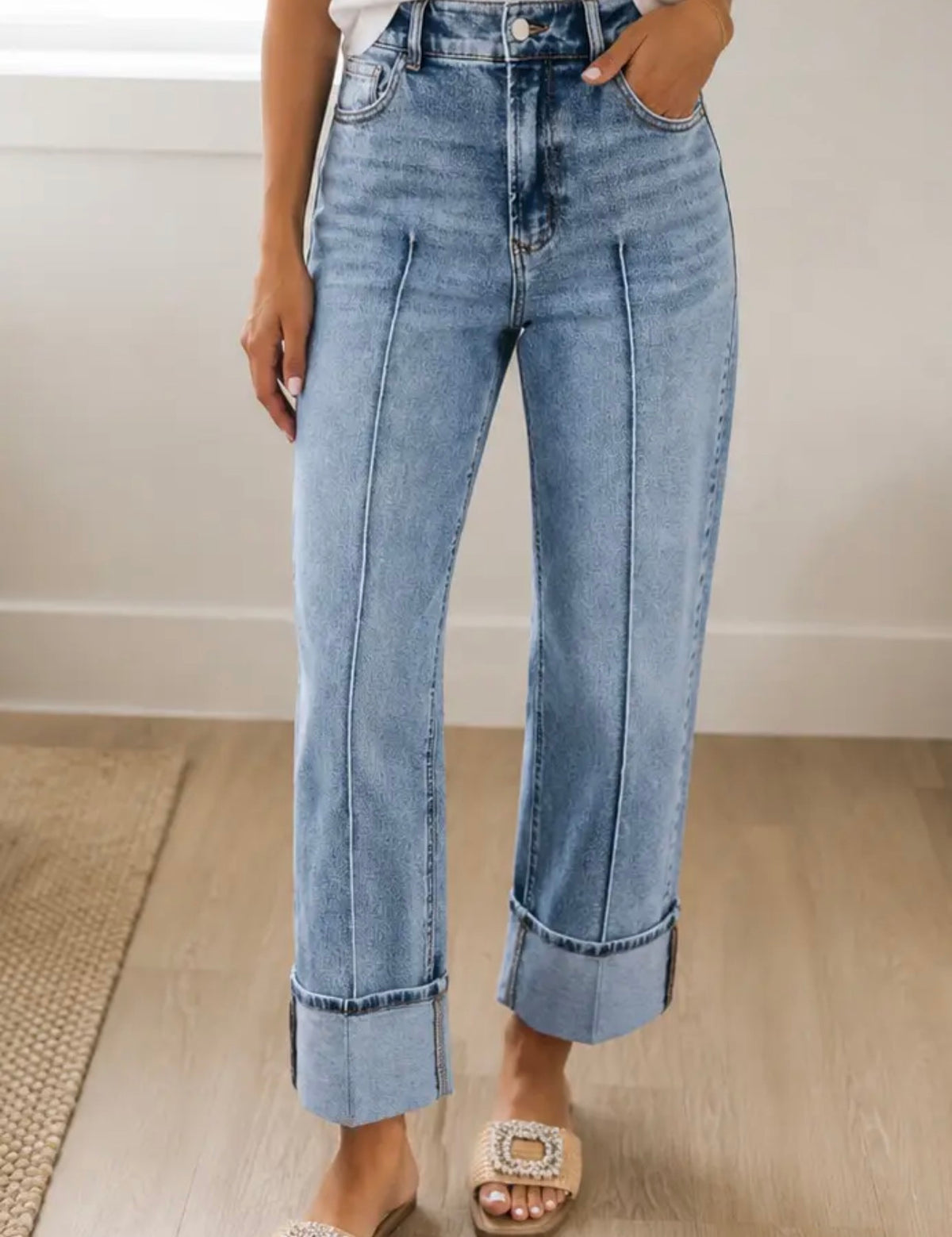 Center Seam Cuffed Jeans