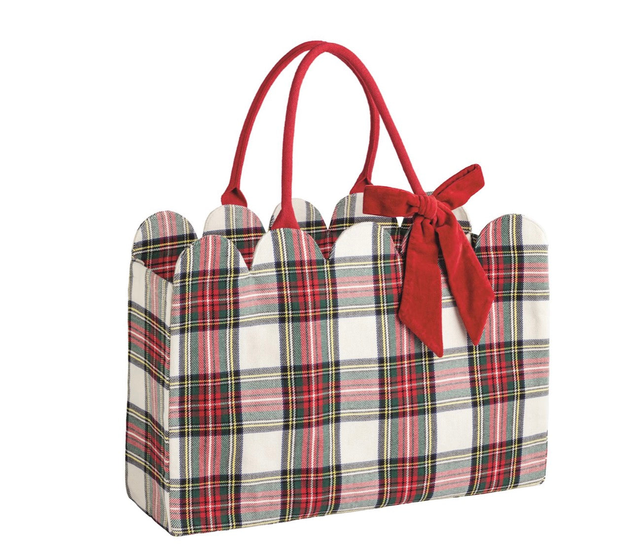 Plaid Christmas Scallop Totes