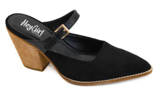 Black Pointed Toe Wedge Heel