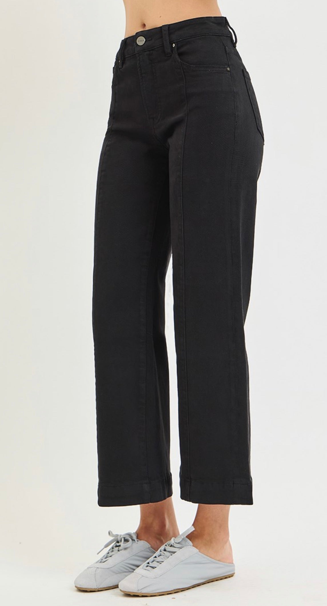 Black Tummy Control High Rise Crop Jeans