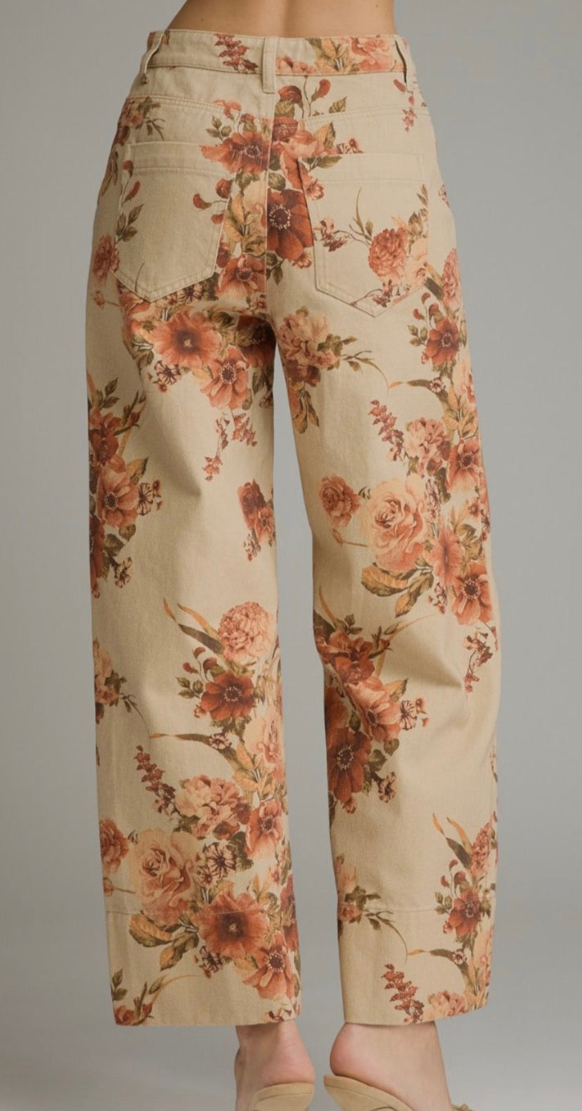 Taupe Floral Jeans