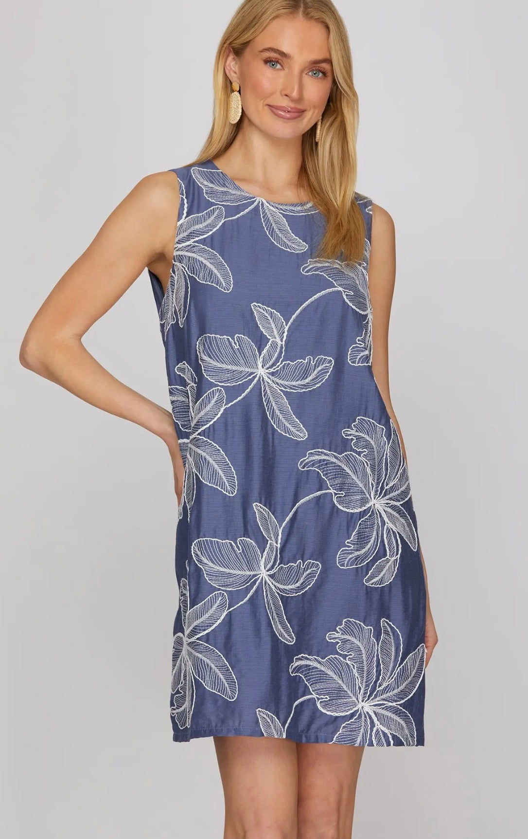Sleeveless Embroidered Mini Dress