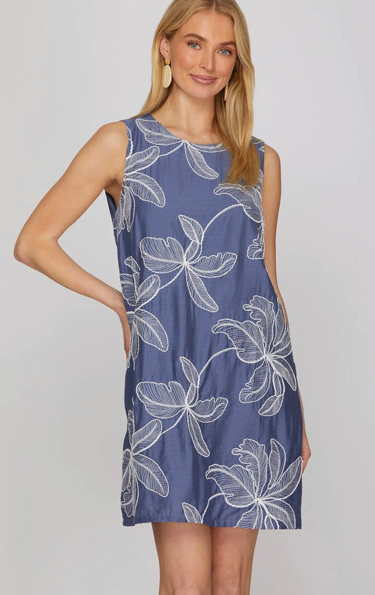 Sleeveless Embroidered Mini Dress
