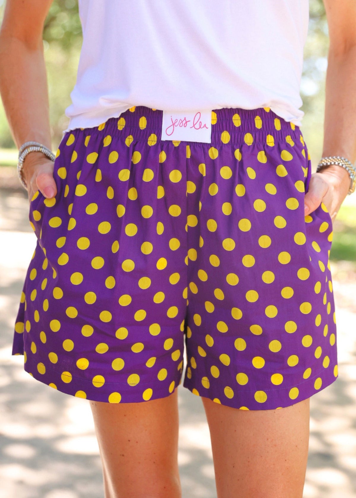 Purple & Yellow Polka Dot Boxer Shorts