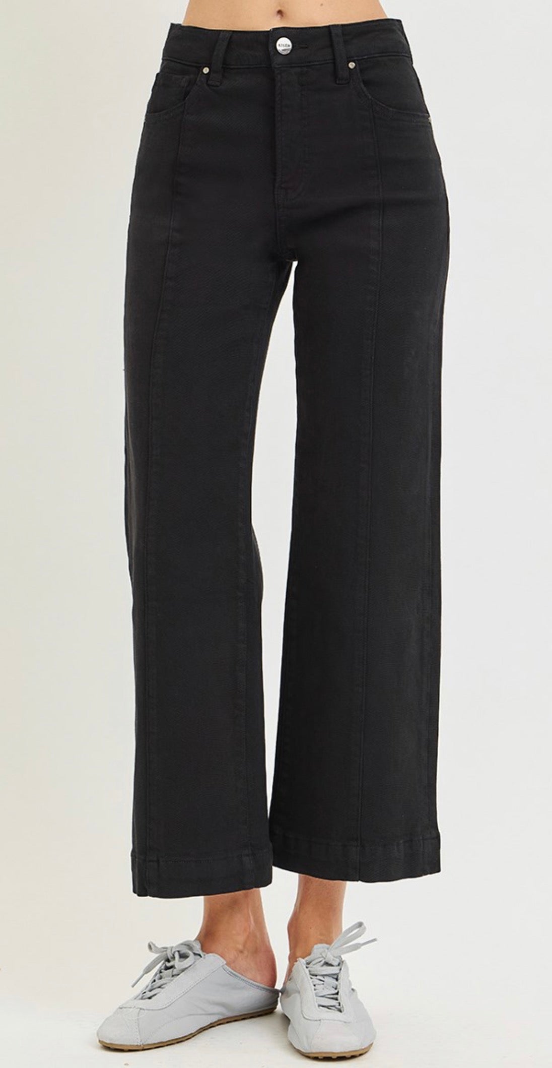 Black Tummy Control High Rise Crop Jeans