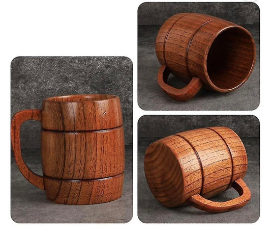 Wooden Carved Whiskey Mugs