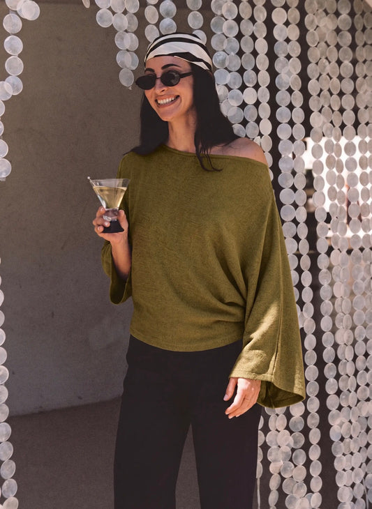 Boat Neck Long Sleeve Top