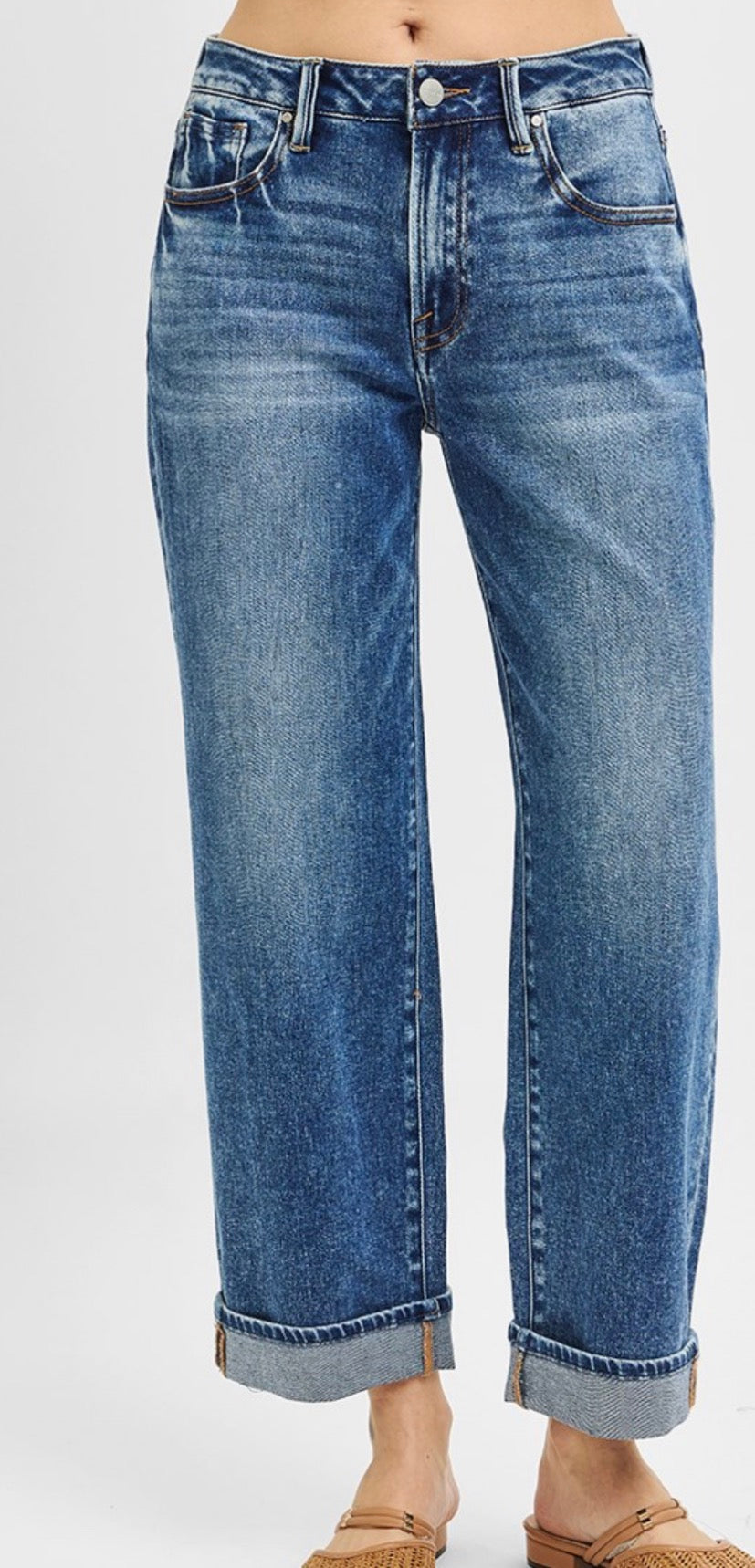 BOYFRIEND TURN UP CUFFED JEANS