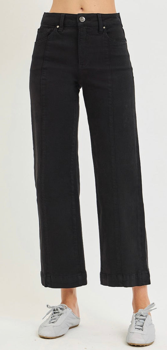 Black Tummy Control High Rise Crop Jeans