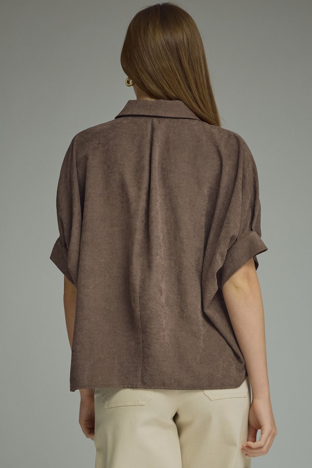 Lightweight Suede Button Up