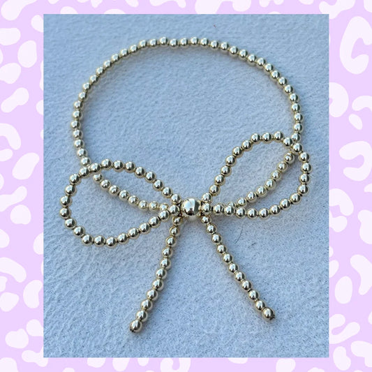Tarnish Free Beaded Bow Bracelet