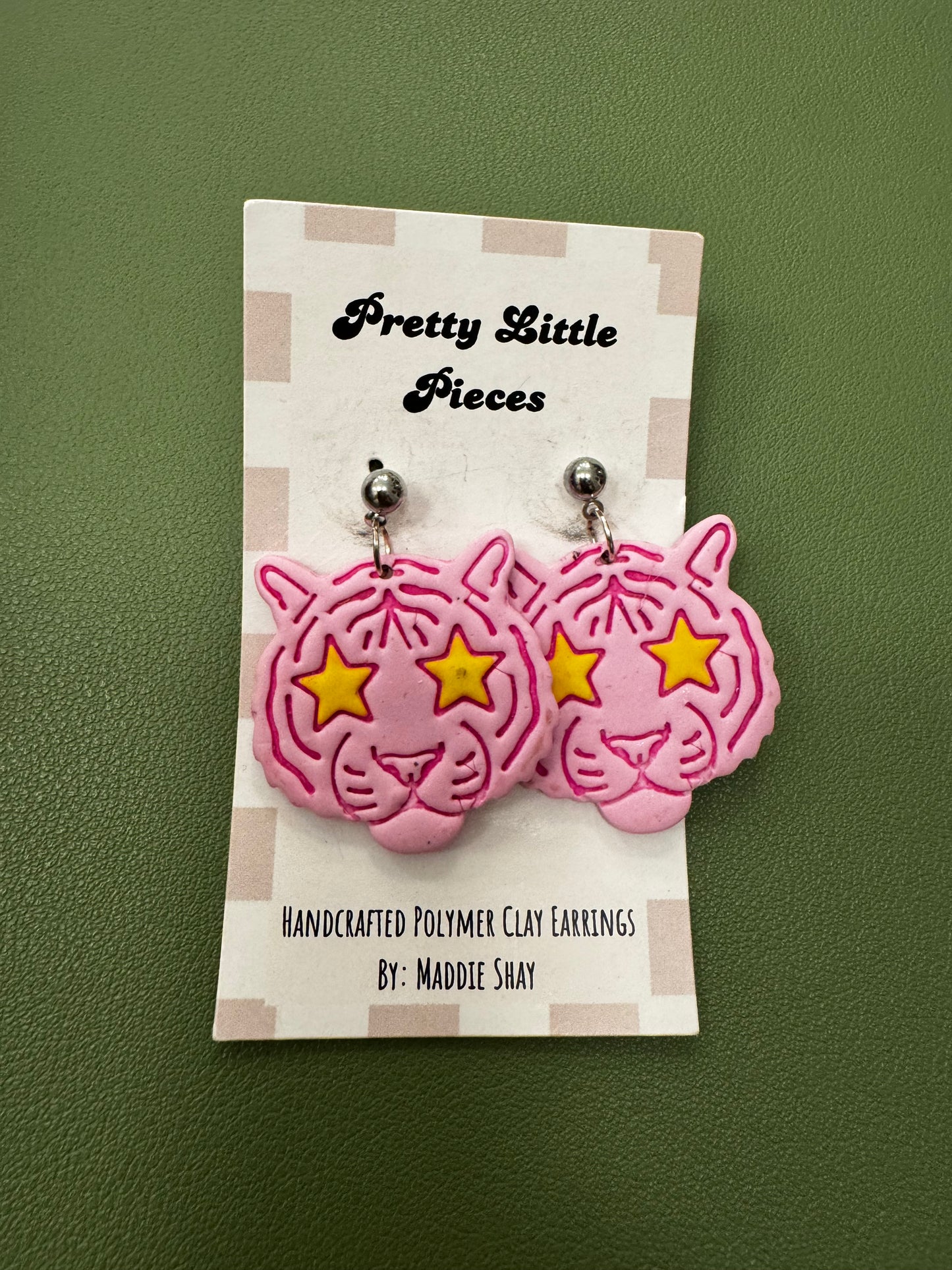 Pink Starry Eyed LSU Tiger Earrings