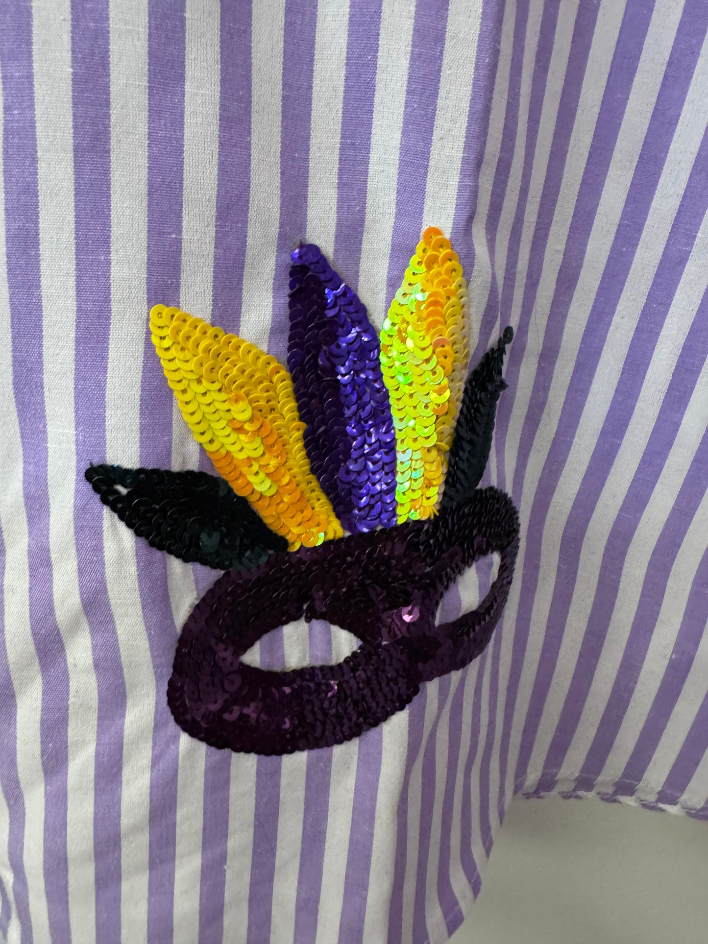 Mardi Gras Sequin Smocked Sleeve Blouse