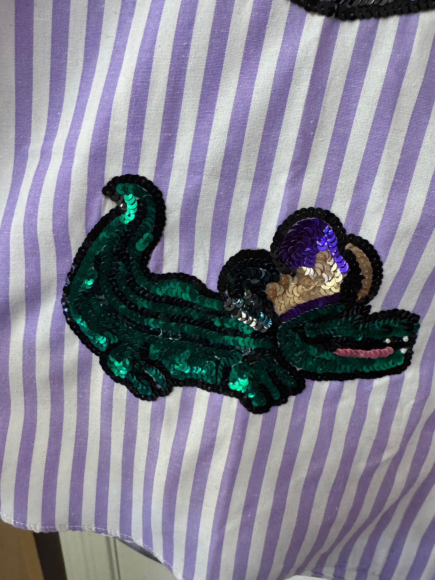 Mardi Gras Sequin Smocked Sleeve Blouse