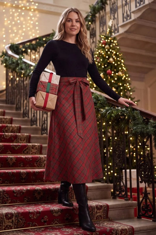 Woven Plaid Combo Dress