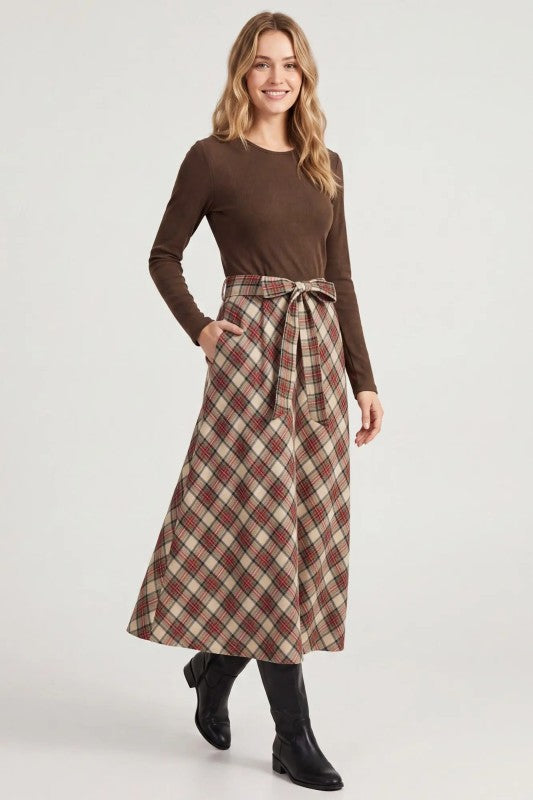 Woven Plaid Combo Dress