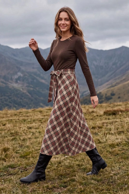 Woven Plaid Combo Dress