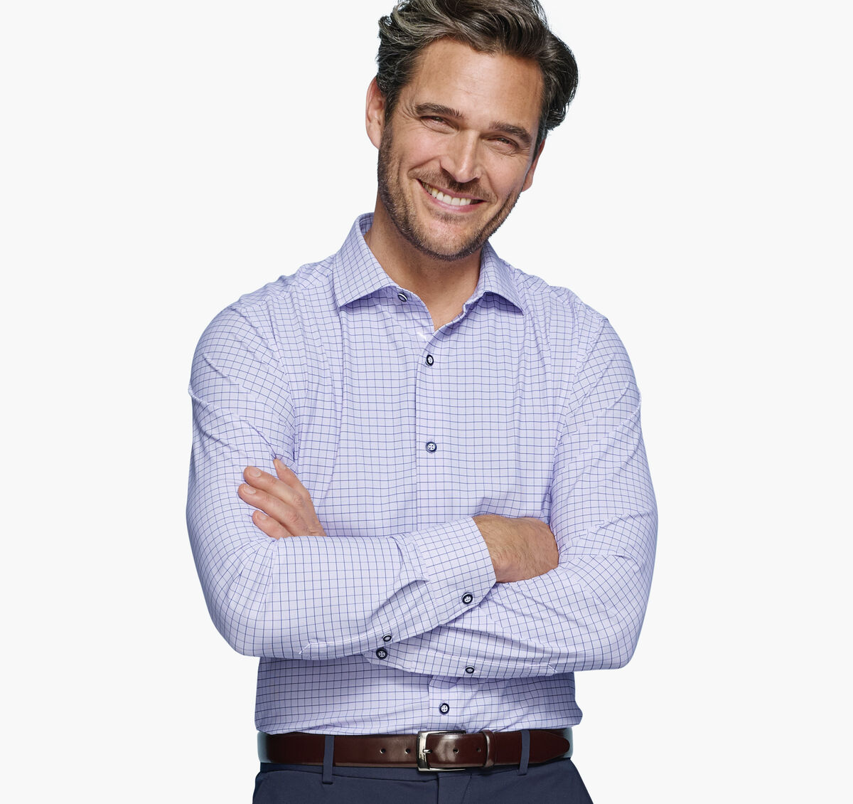 Purple/Navy Long Sleeve Dress Shirt