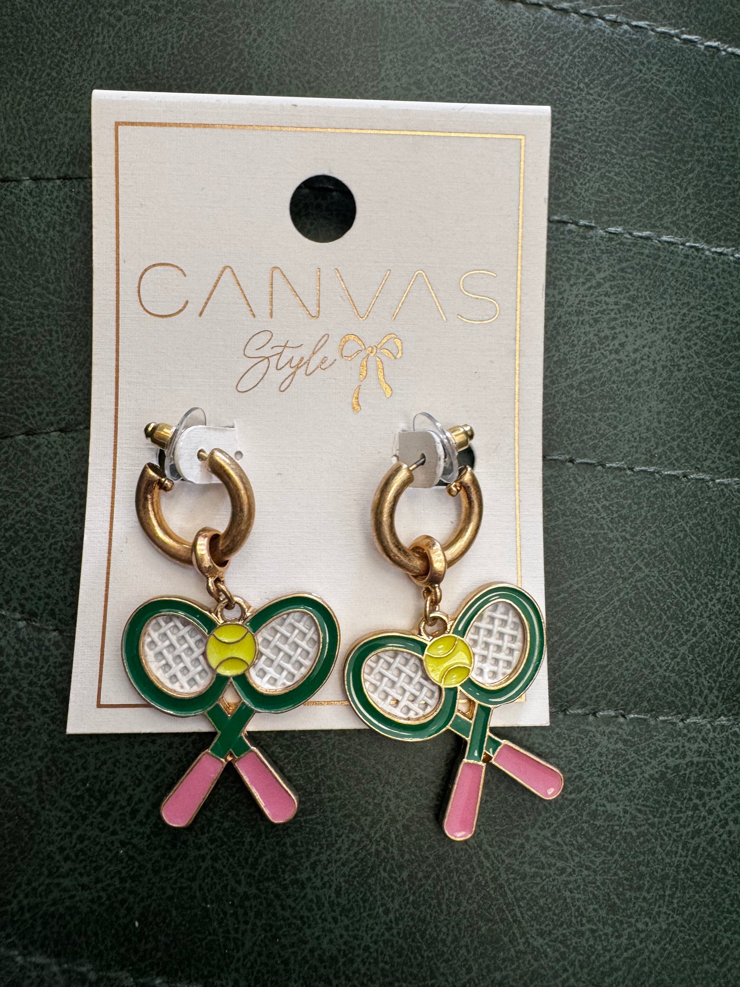 Enamel Tennis Racquets & Ball Earrings
