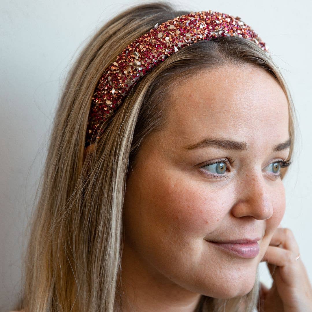 All That Glitters Headband - Maroon Hues.