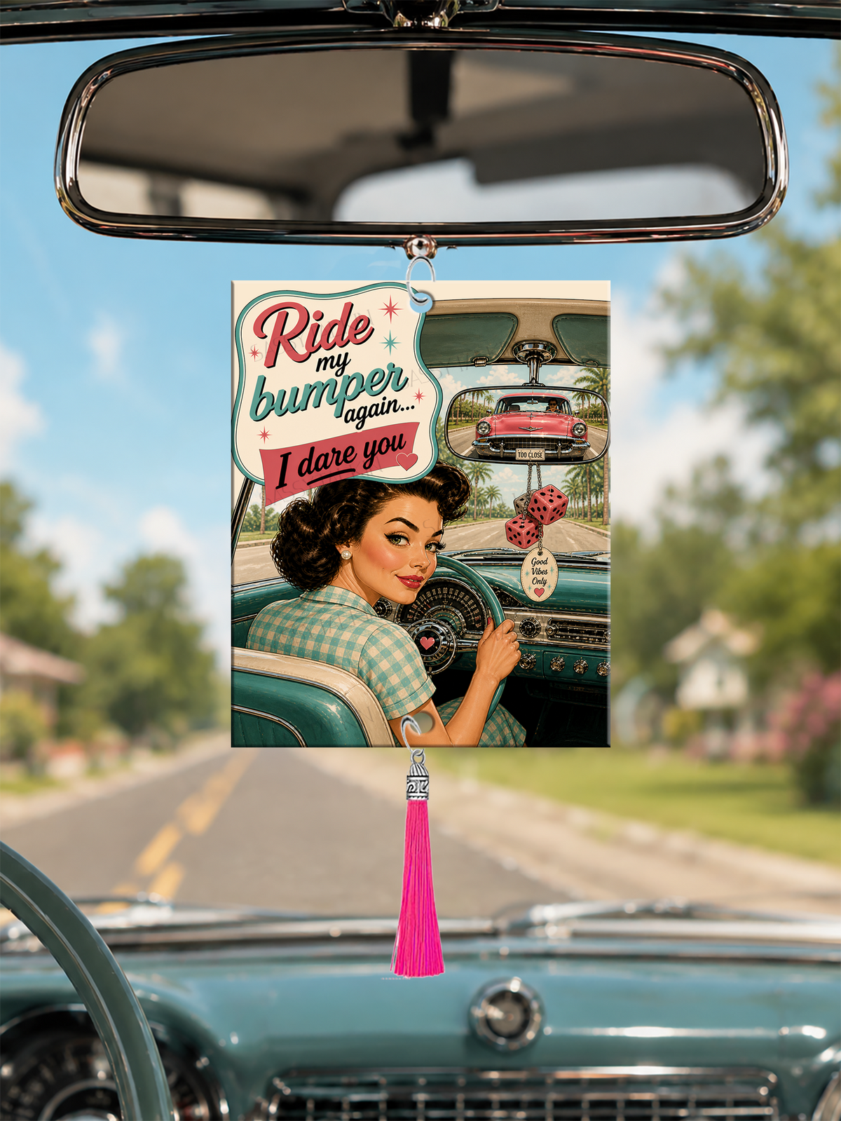 Sassy Girl, Car Mirror Charm, Ride my bumper