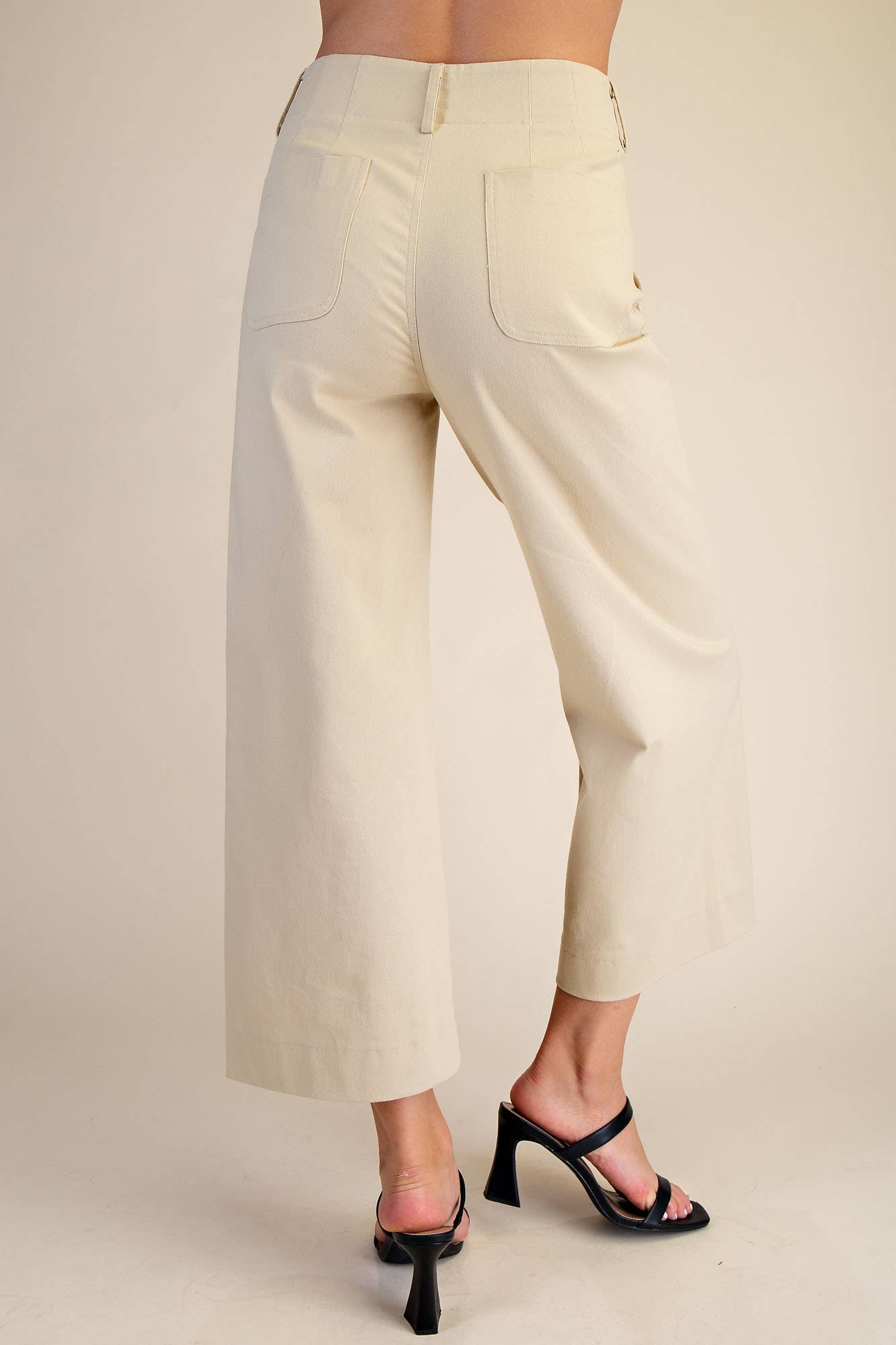 Colette Cropped Wide-Leg Scallop Pocket Detail Pants