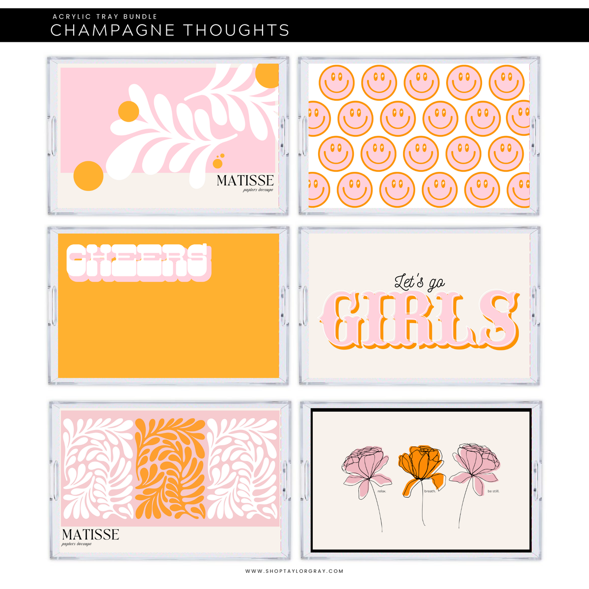 11x17 Acrylic Tray with CHAMPAGNE DREAMS insert set of 10.