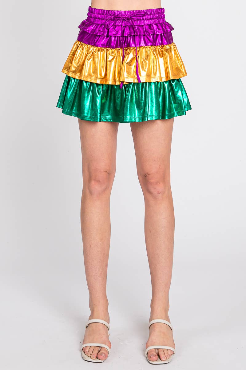 Mardi Gras Foil Tiered Skort