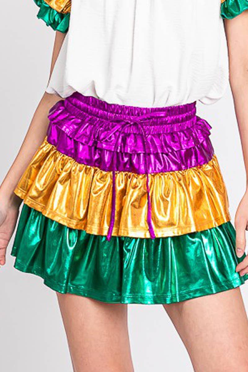Mardi Gras Foil Tiered Skort