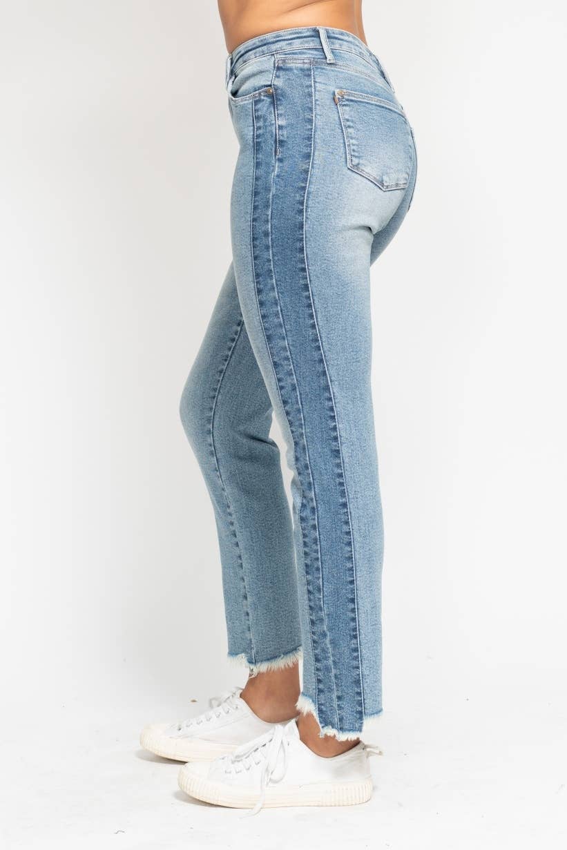 HW Vintage Wash Side Panel Detail & Hi Lo Fray Hem Slim