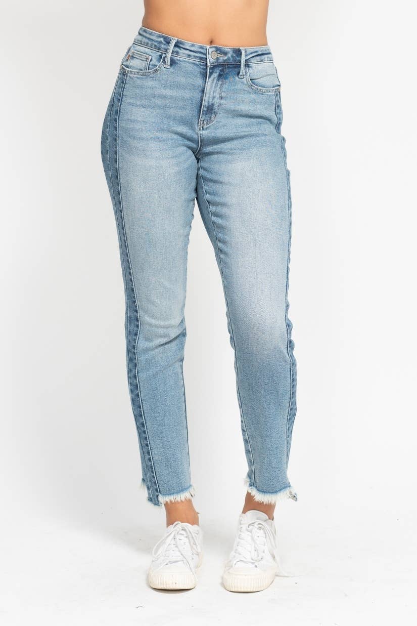 HW Vintage Wash Side Panel Detail & Hi Lo Fray Hem Slim