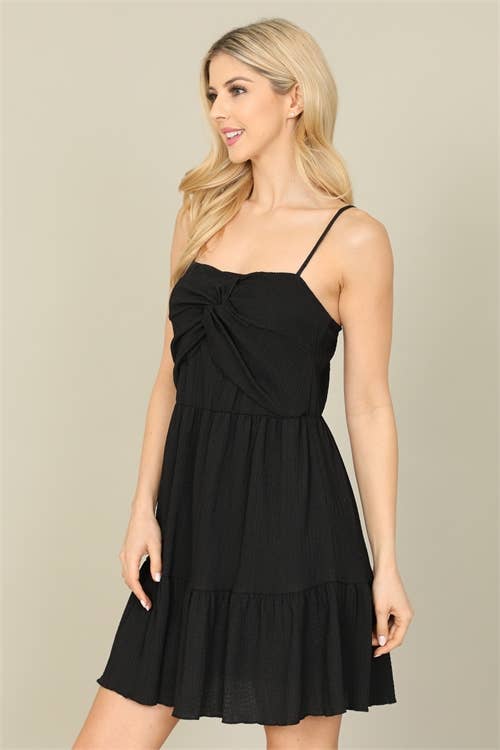 FRONT TWIST SPAGHETTI MINI DRESS