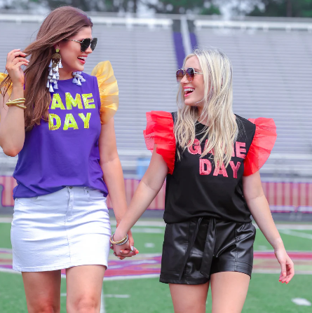 Dramatic Sleeve Sequin Game Day - Red & Black