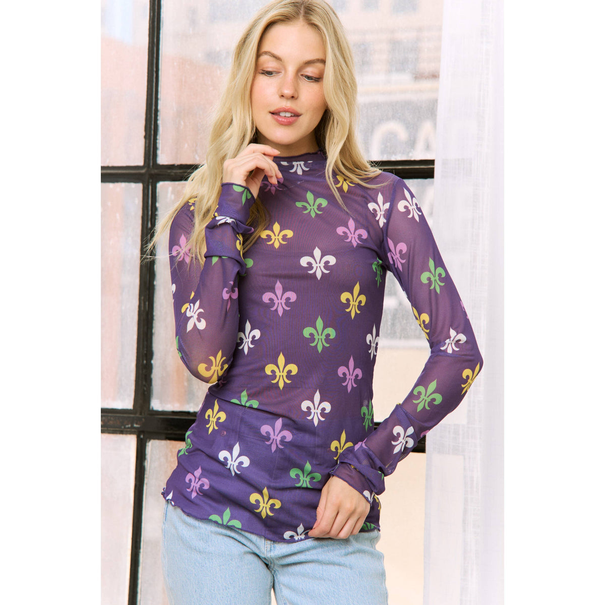Mardi Gras Mesh Top