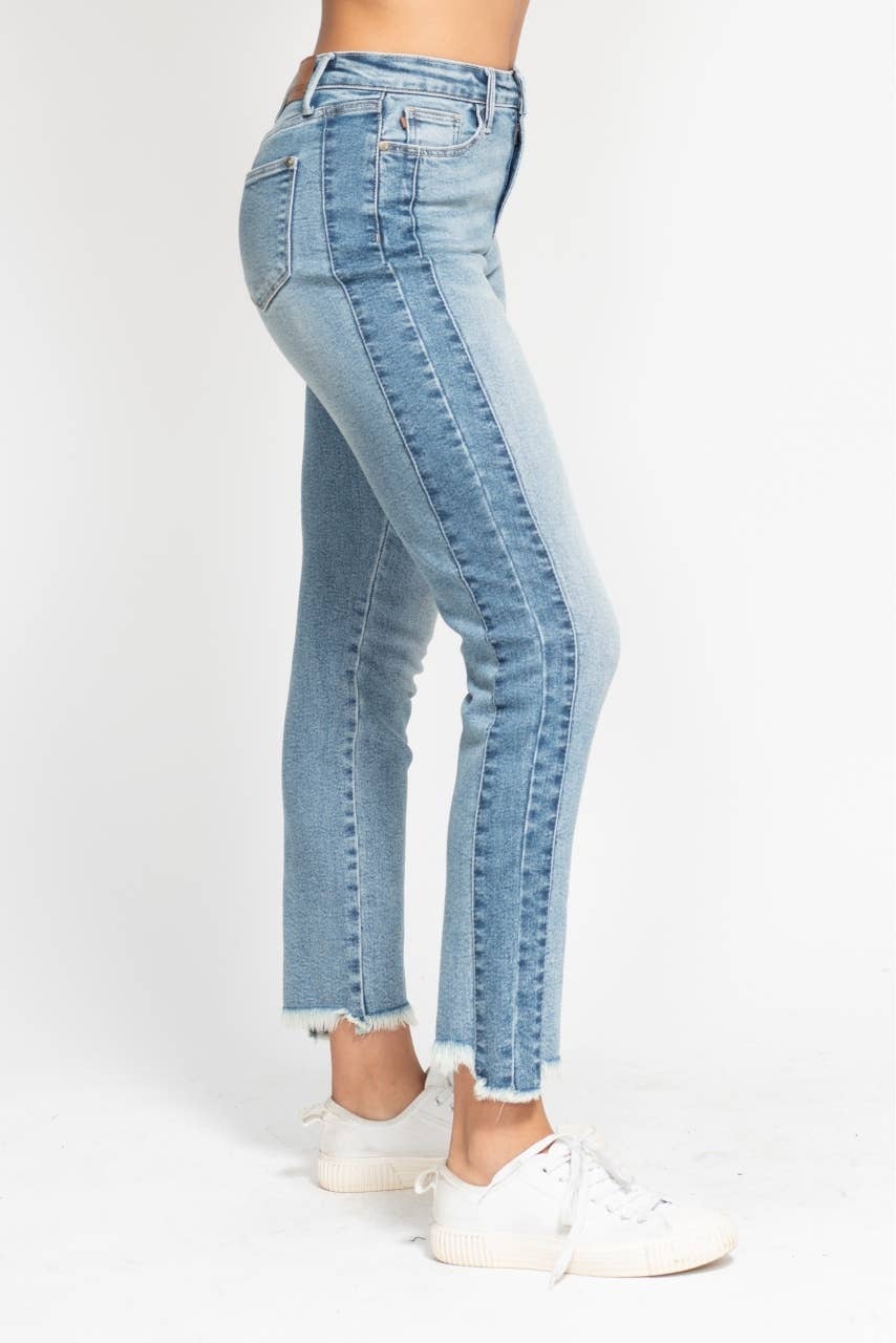 HW Vintage Wash Side Panel Detail & Hi Lo Fray Hem Slim