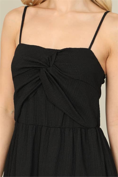 FRONT TWIST SPAGHETTI MINI DRESS